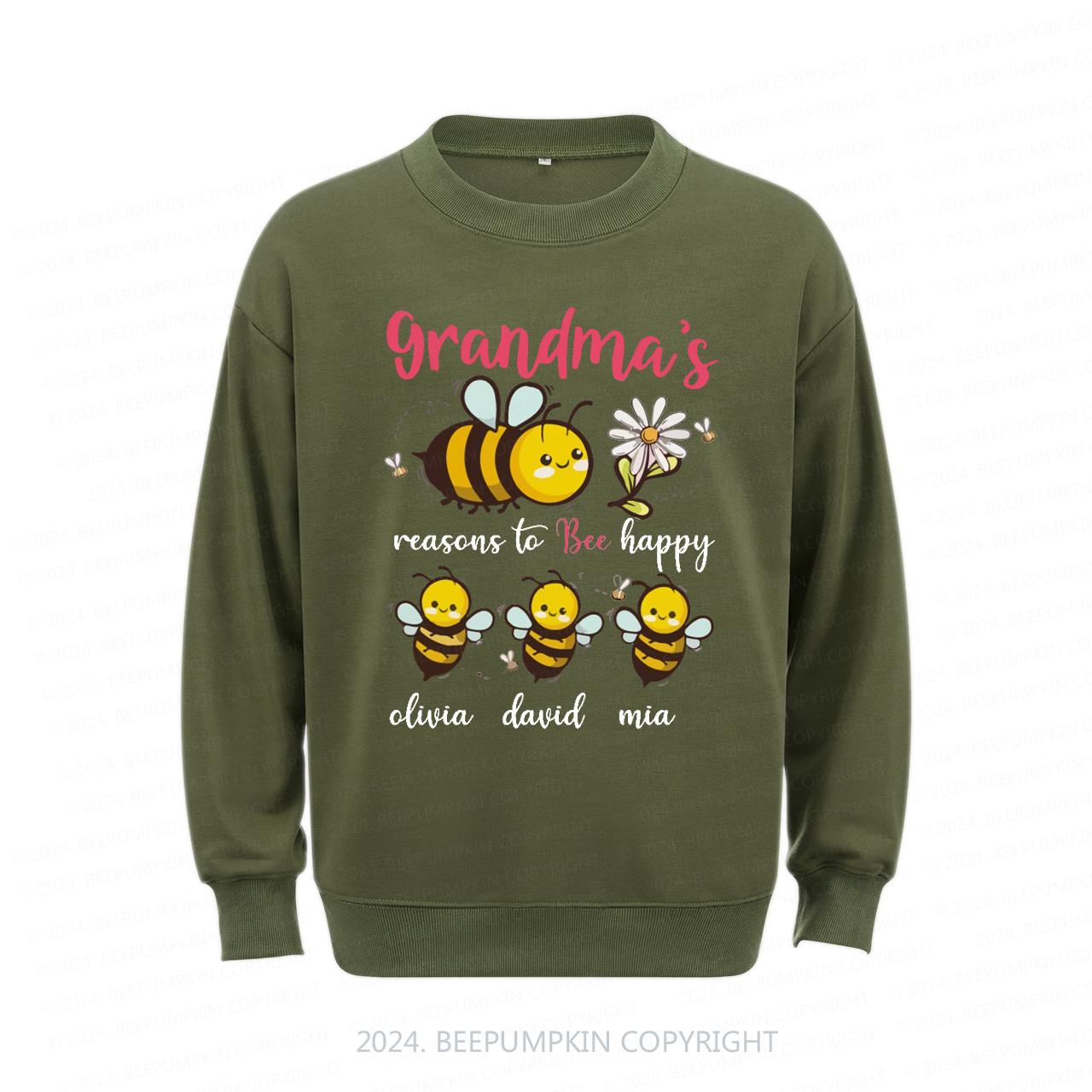 Personalized Grandma Bee Family Sweatshirt
