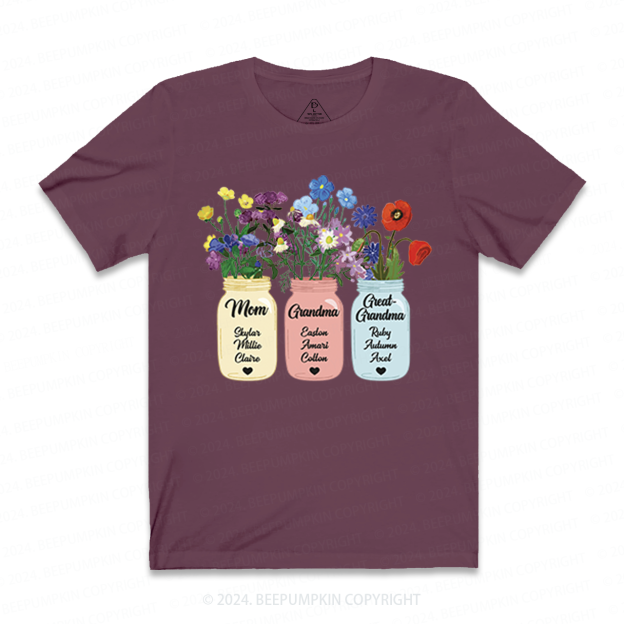 Personalized Grandma Flower T-Shirts