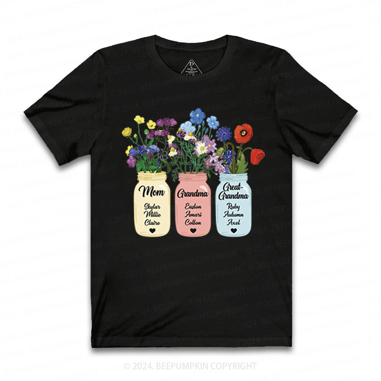 Personalized Grandma Flower T-Shirts