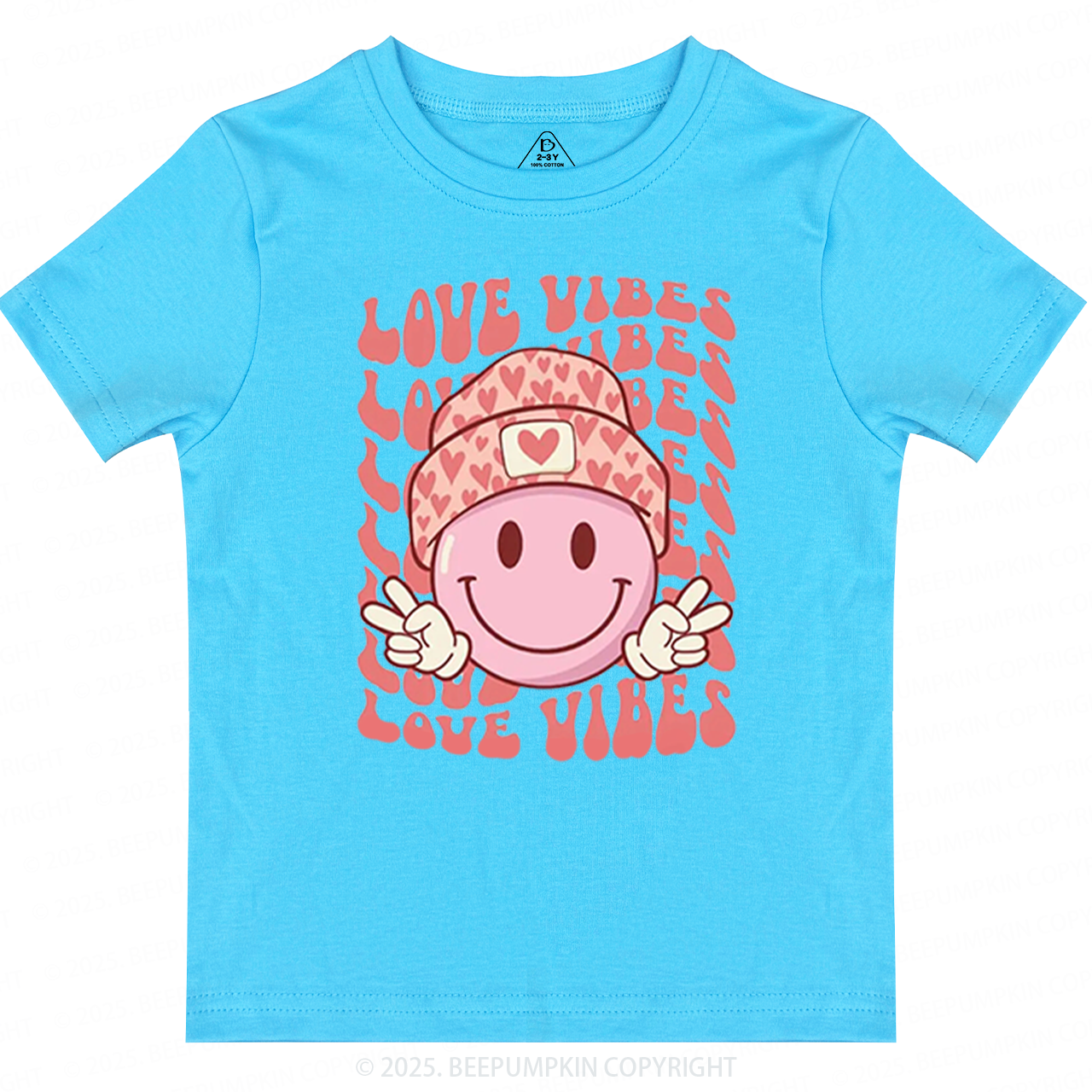 Love Vibes Valentines Day Toddler&Kids Tees Beepumpkin
