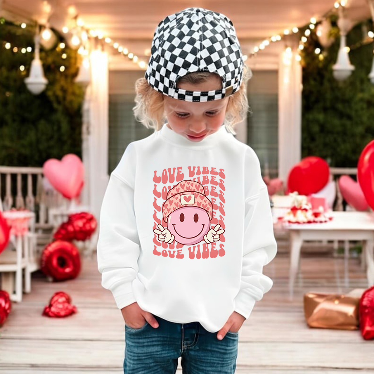 Love Vibes Valentines Day Kids Sweatshirt