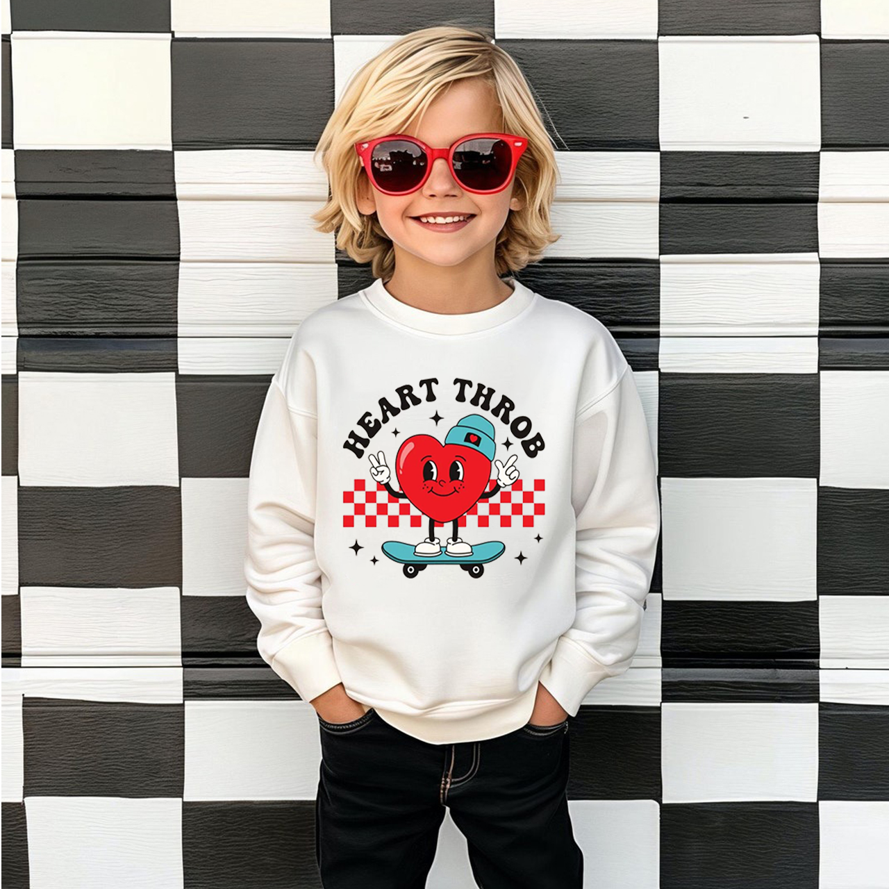 Heart Throb Heart Valentines Day Kids Sweatshirt