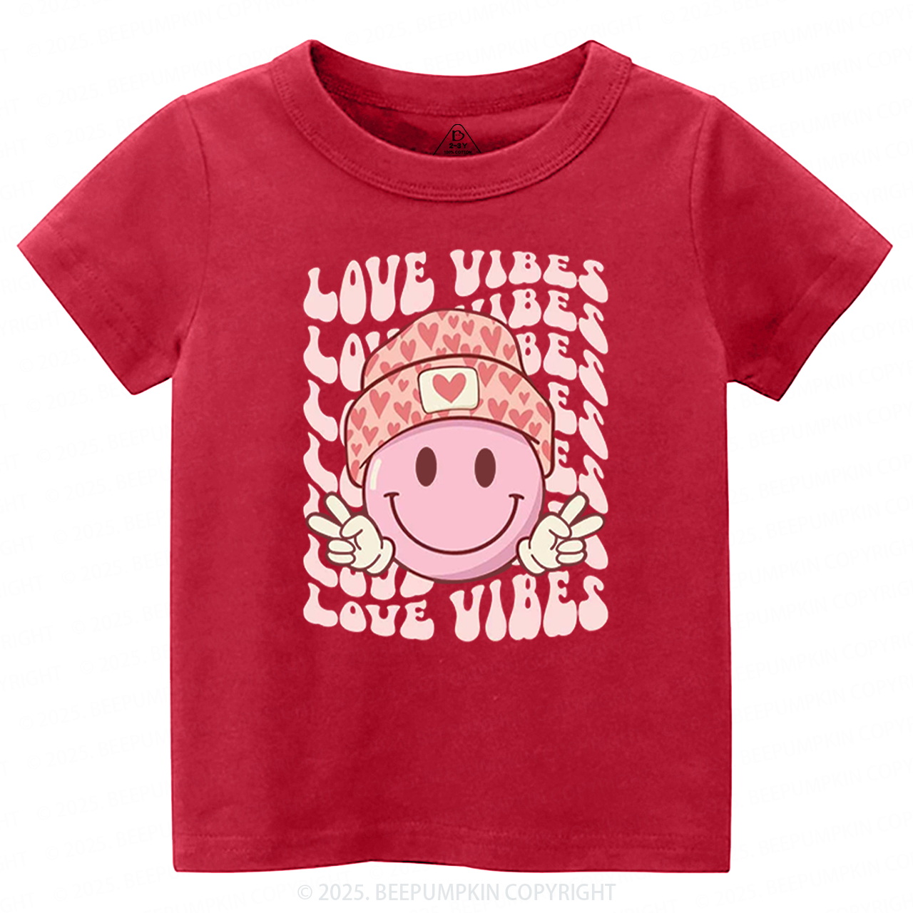 Love Vibes Valentines Day Toddler&Kids Tees Beepumpkin