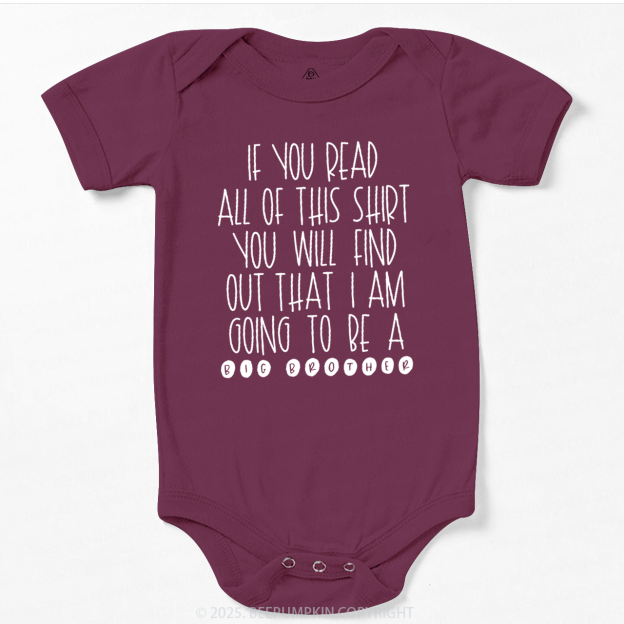 I Am Going To Be A Big Brother Bodysuit Beepumpkin