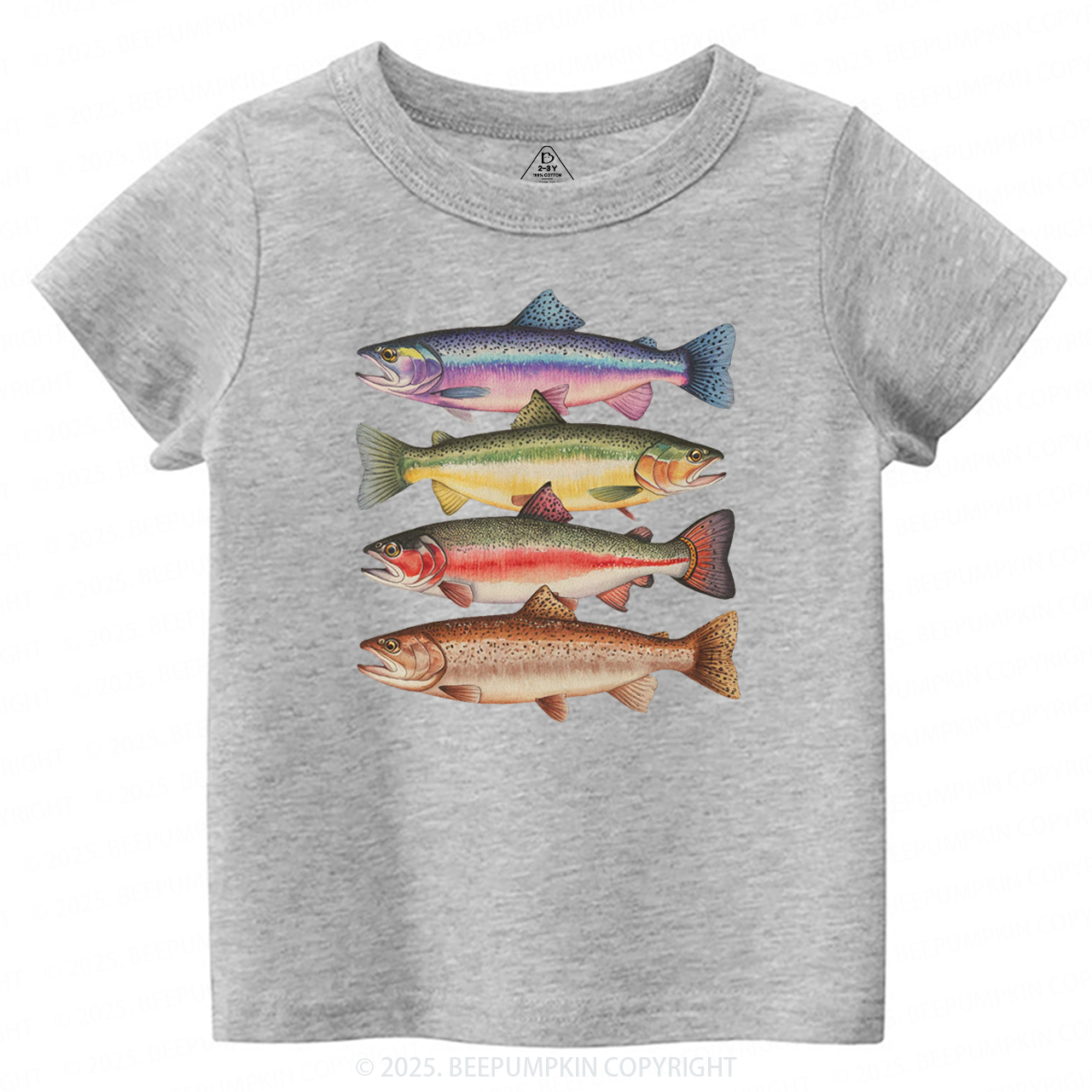 Abstract Colorful Trout In A Row Toddler&Kid's Tees Beepumpkin