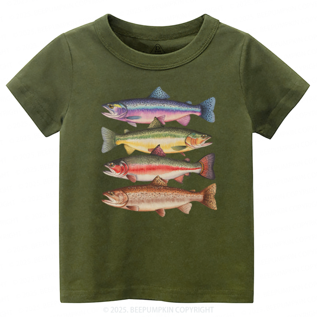 Abstract Colorful Trout In A Row Toddler&Kid's Tees Beepumpkin
