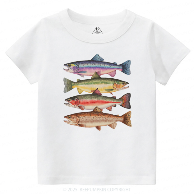 Abstract Colorful Trout In A Row Toddler&Kid's Tees Beepumpkin