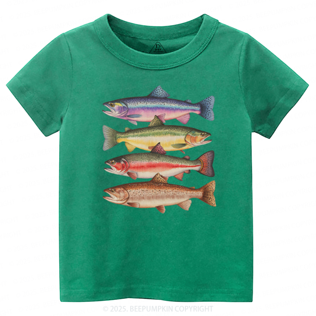 Abstract Colorful Trout In A Row Toddler&Kid's Tees Beepumpkin