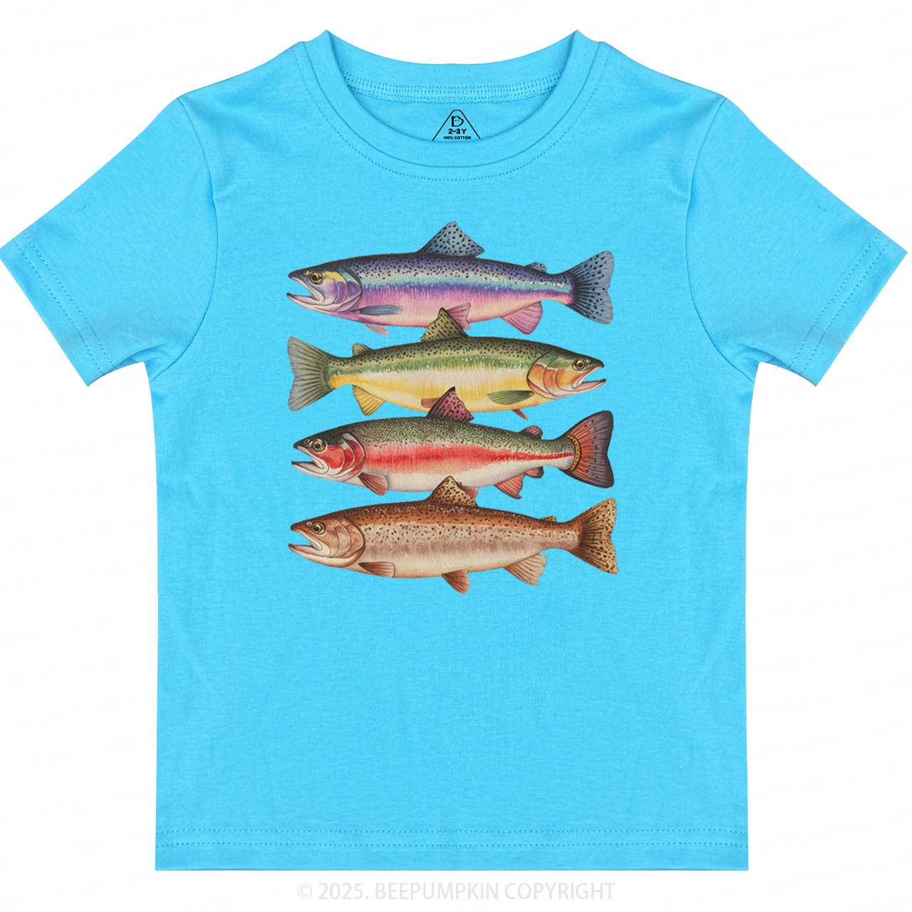 Abstract Colorful Trout In A Row Toddler&Kid's Tees Beepumpkin