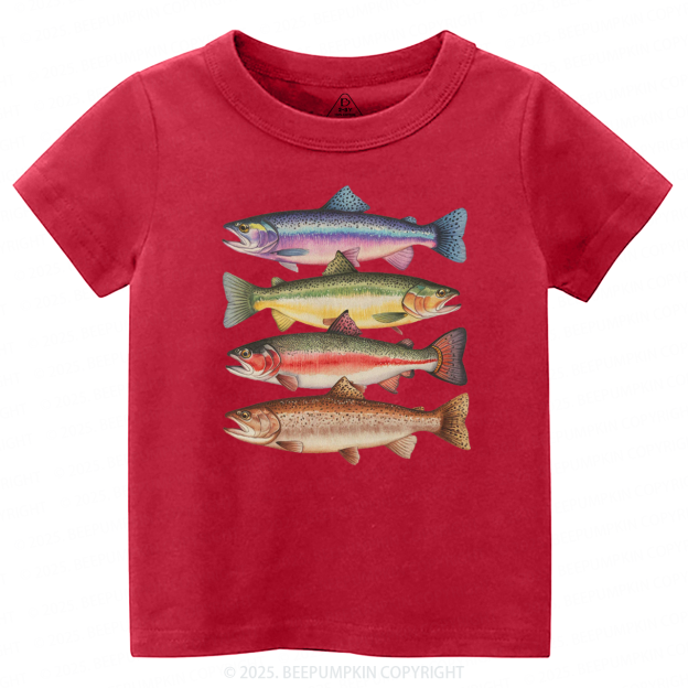 Abstract Colorful Trout In A Row Toddler&Kid's Tees Beepumpkin