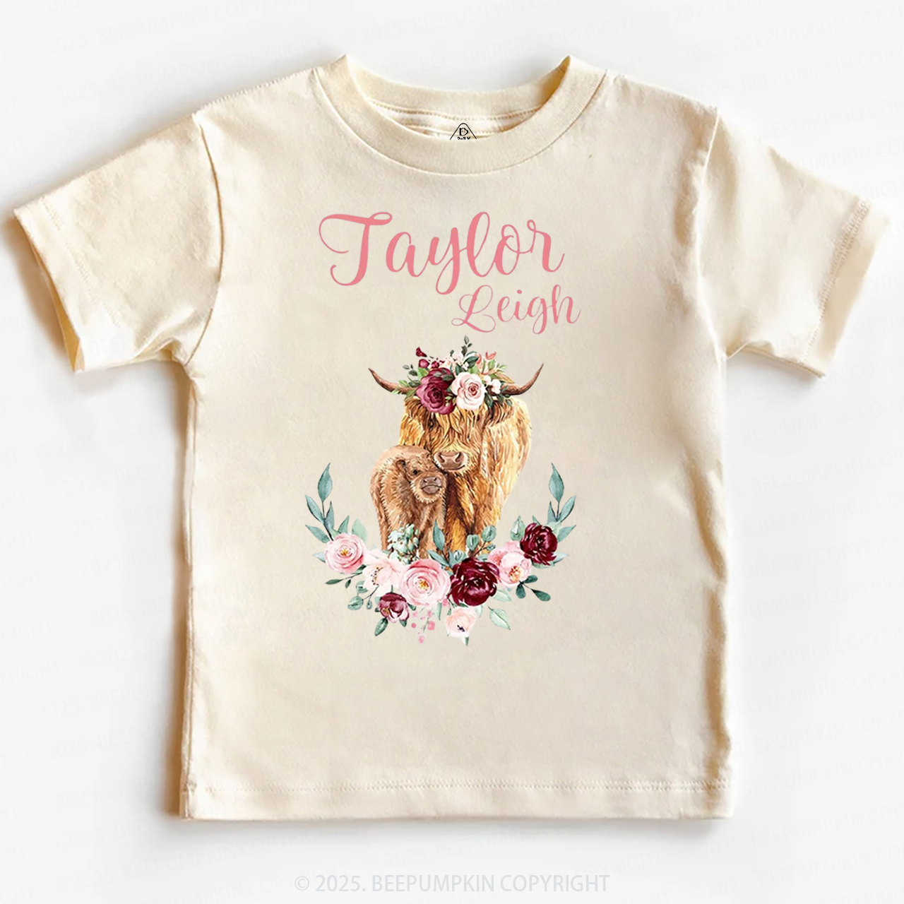 Personalized Name Highland Cow Baby Toddler&Kid's Tees Beepumpkin