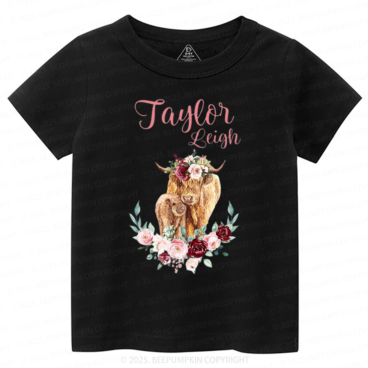 Personalized Name Highland Cow Baby Toddler&Kid's Tees Beepumpkin