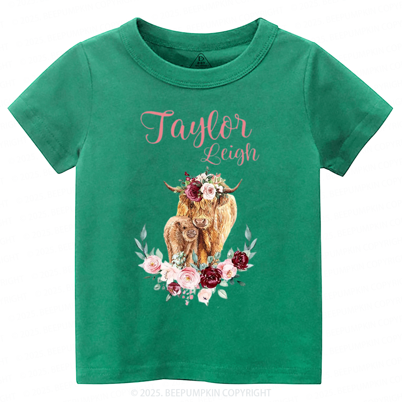 Personalized Name Highland Cow Baby Toddler&Kid's Tees Beepumpkin