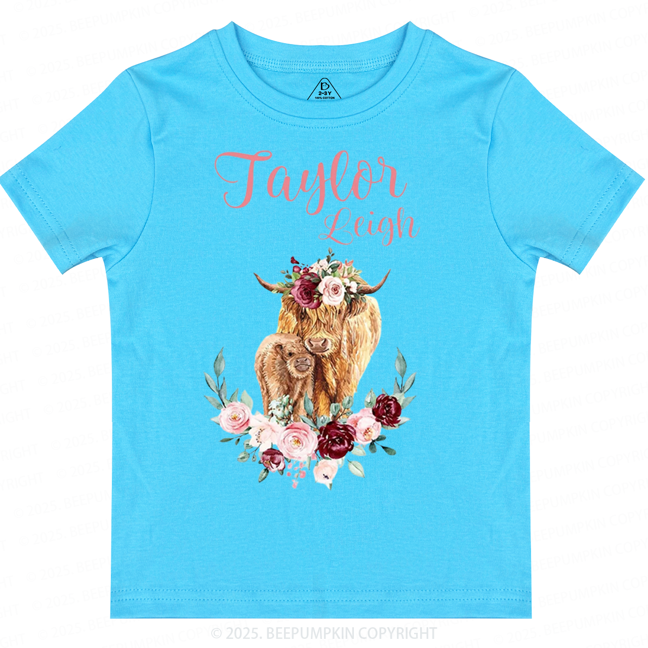 Personalized Name Highland Cow Baby Toddler&Kid's Tees Beepumpkin