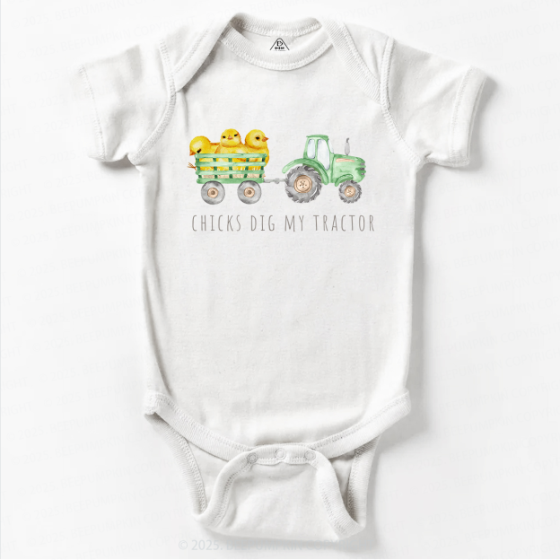 Chicks Dig My Tractor Easter Baby Bodysuit