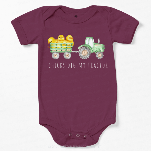Chicks Dig My Tractor Easter Baby Bodysuit