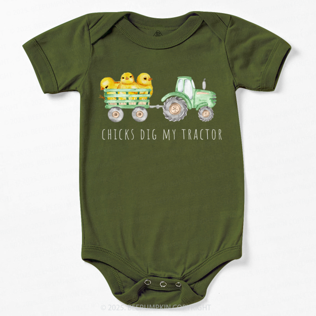 Chicks Dig My Tractor Easter Baby Bodysuit