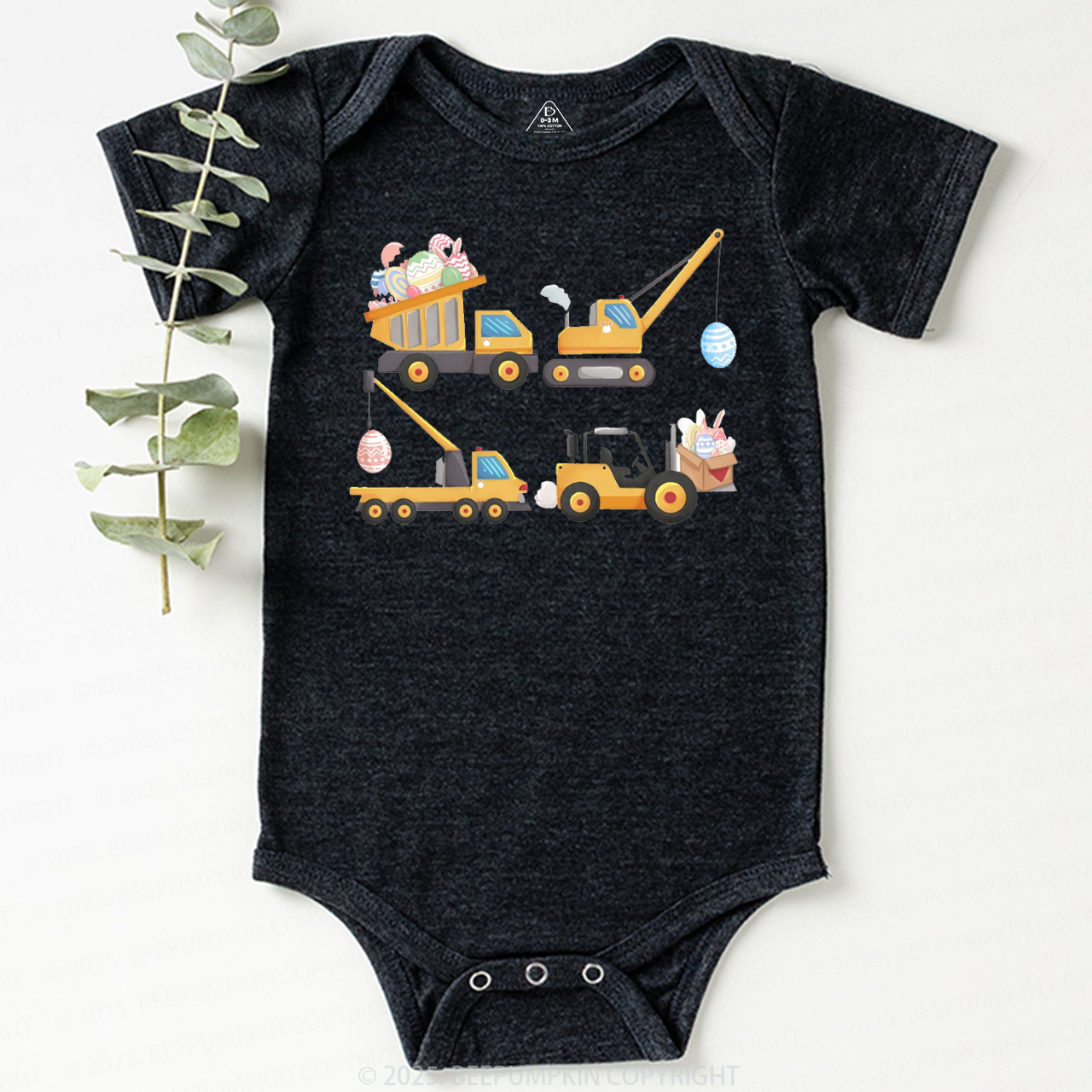 Easter Construction Trucks Bodysuit Beepumpkin