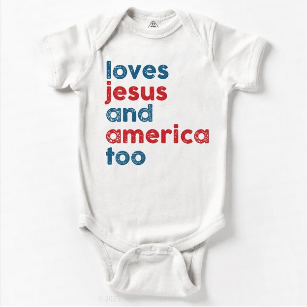 Loves Jesus And America Too Bodysuit Beepumpkin
