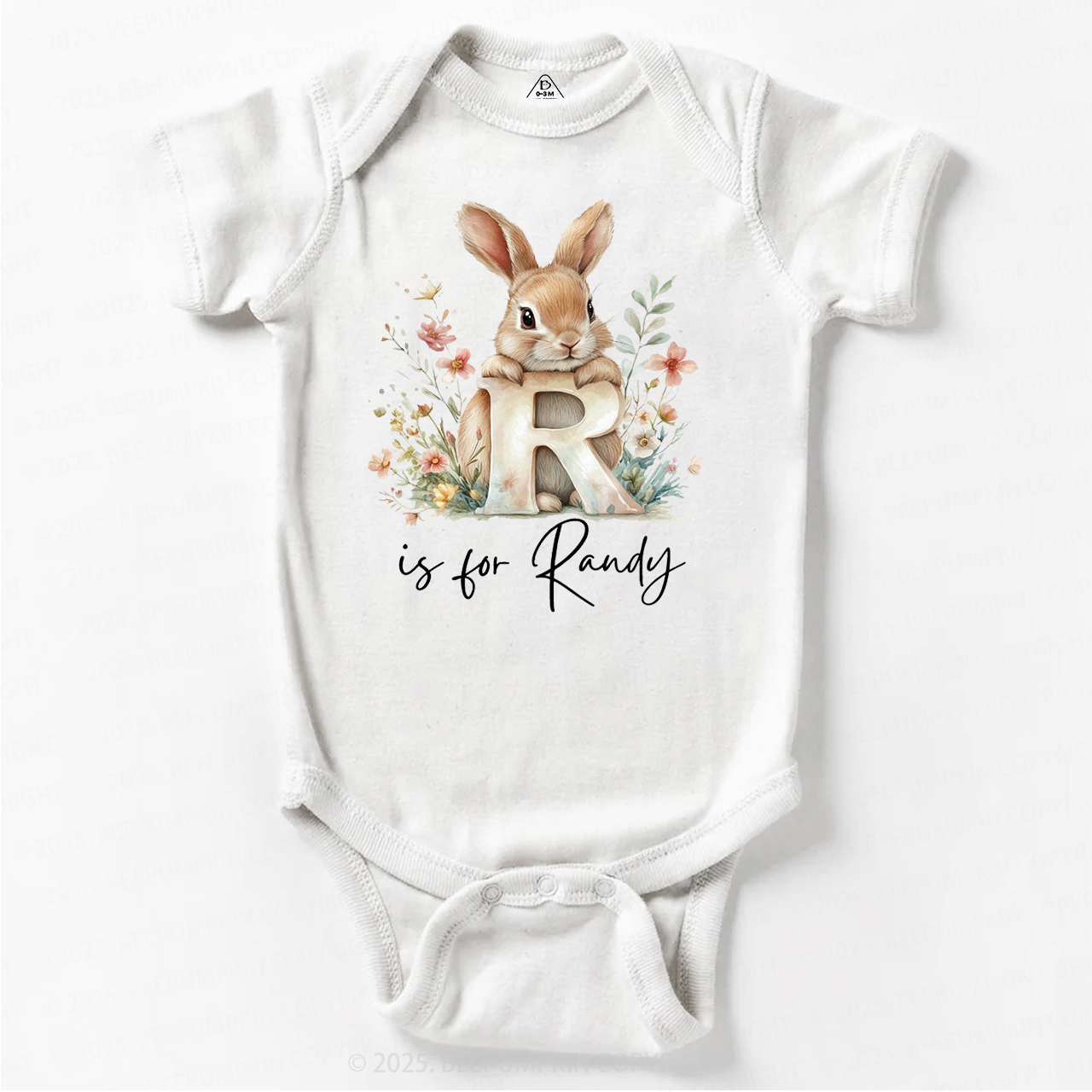 Personalized Name Animal Letter Bodysuit Beepumpkin