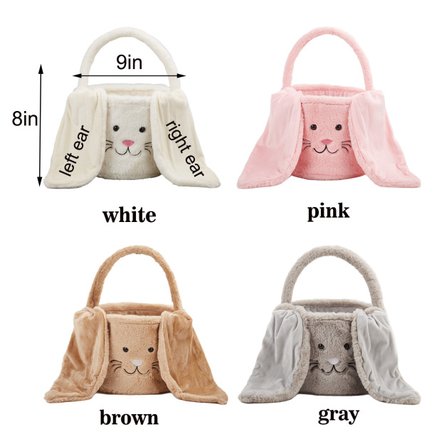 Personalized Name Bucket-Shaped Plush Rabbit Basket