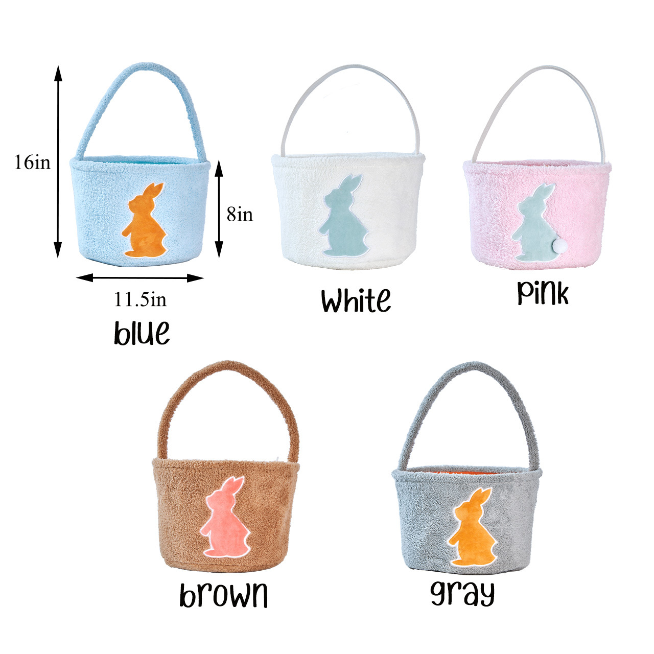 Personalized Name Easter Bucket Plush Bunny Basket