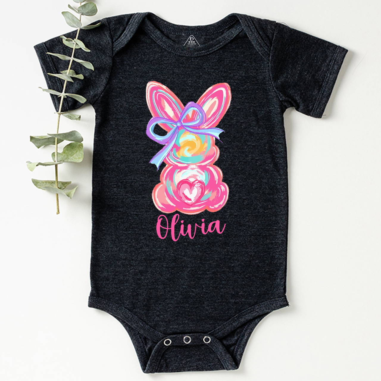 Personalized Girl Name Easter Bunny Bodysuit Beepumpkin