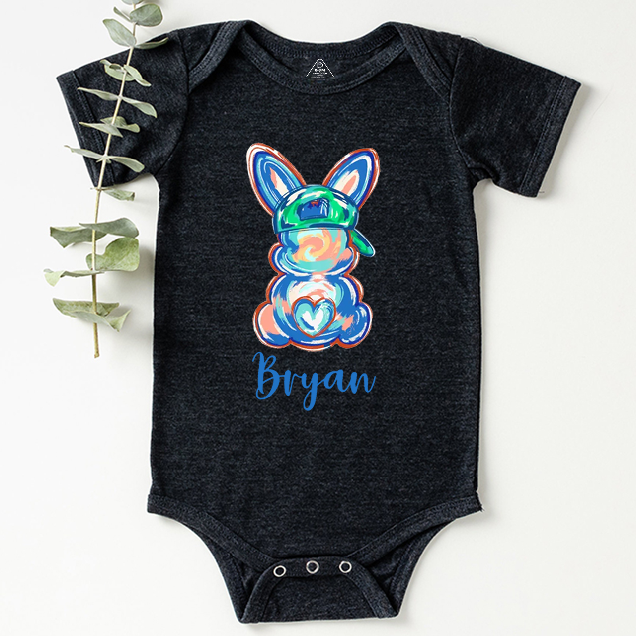 Personalized Boy Name Easter Bunny Bodysuit Beepumpkin