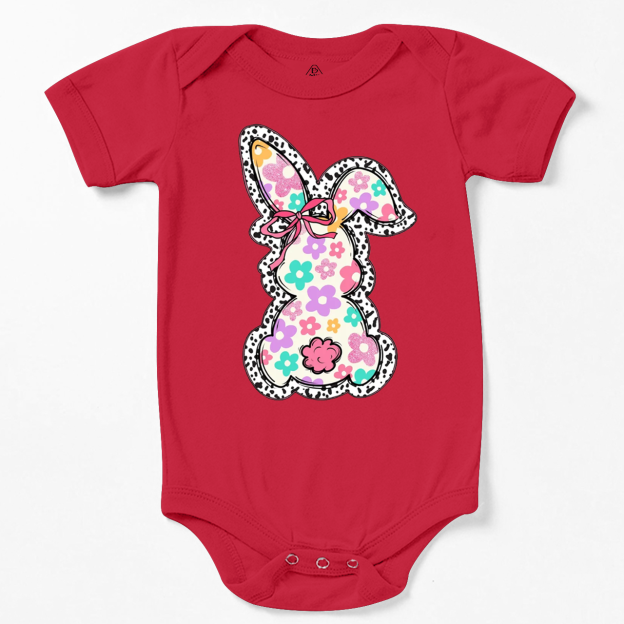 Retro Floral Easter Bunny Bodysuit Beepumpkin