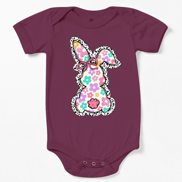 Retro Floral Easter Bunny Bodysuit Beepumpkin