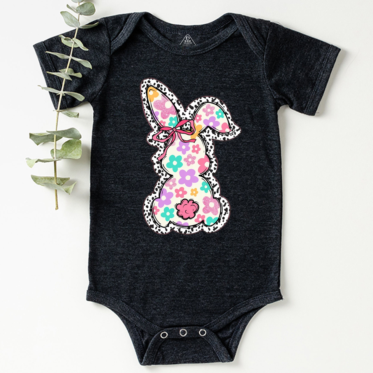 Retro Floral Easter Bunny Bodysuit Beepumpkin