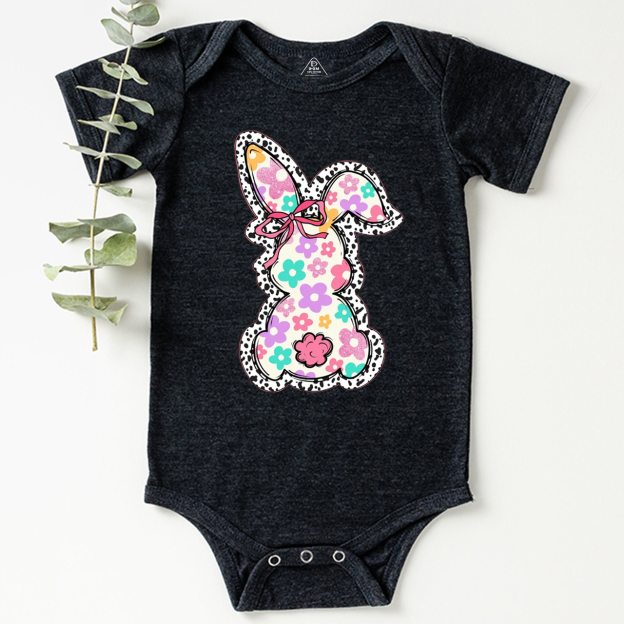 Retro Floral Easter Bunny Bodysuit Beepumpkin