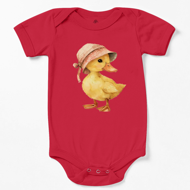 Baby Duck Pink Hat Bodysuit Beepumpkin