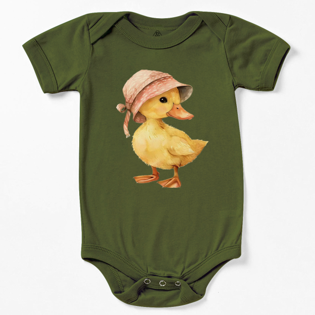 Baby Duck Pink Hat Bodysuit Beepumpkin