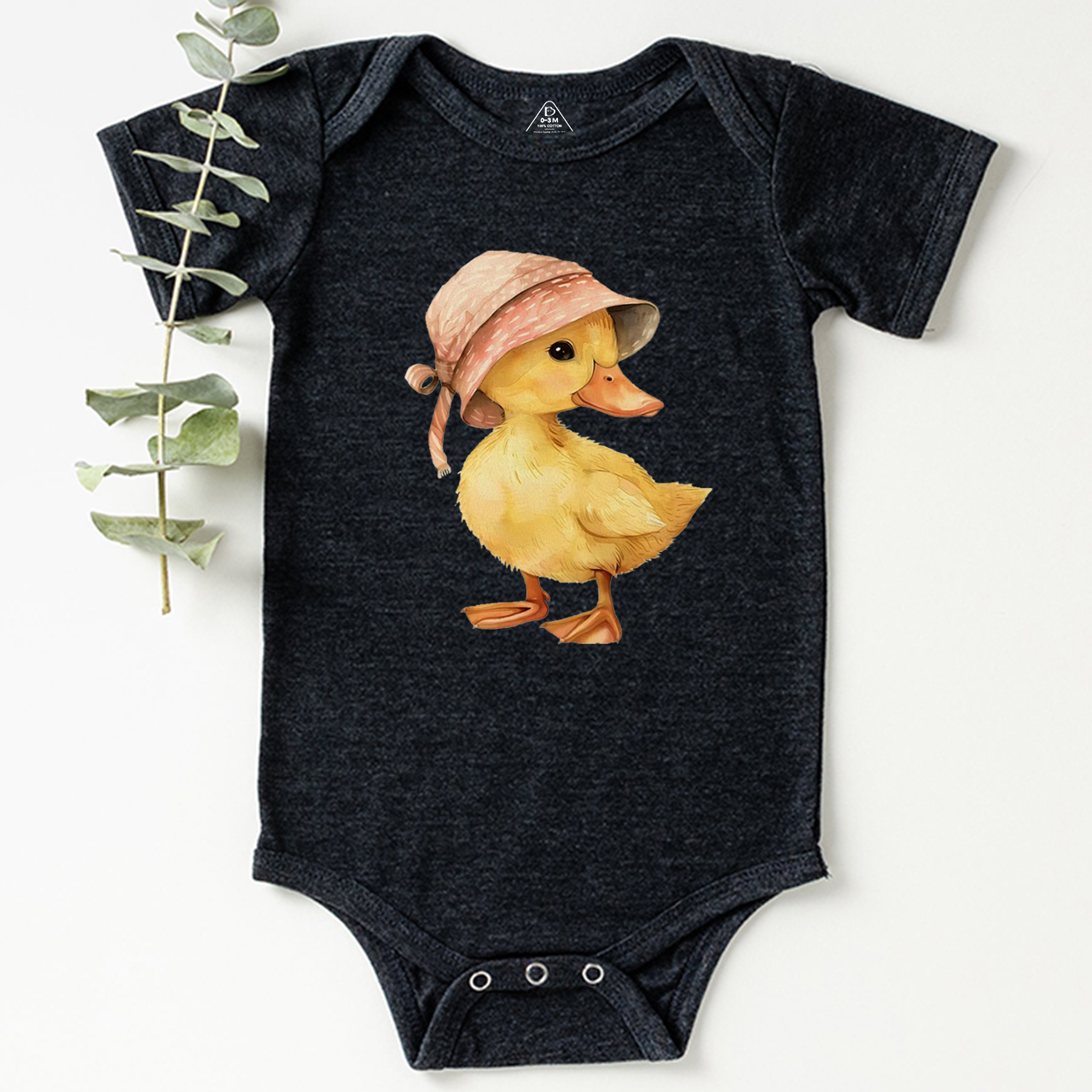 Baby Duck Pink Hat Bodysuit Beepumpkin