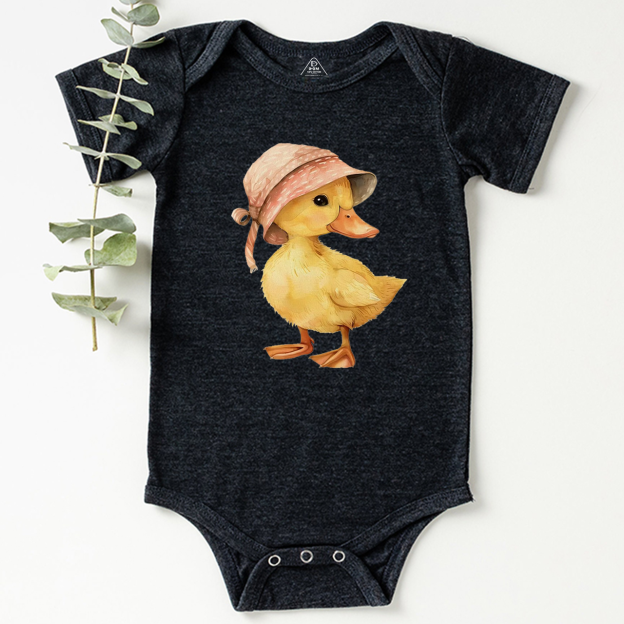 Baby Duck Pink Hat Bodysuit Beepumpkin
