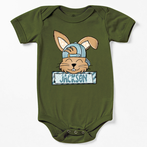 Personalized Bunny Boy’s Name Bodysuit Beepumpkin