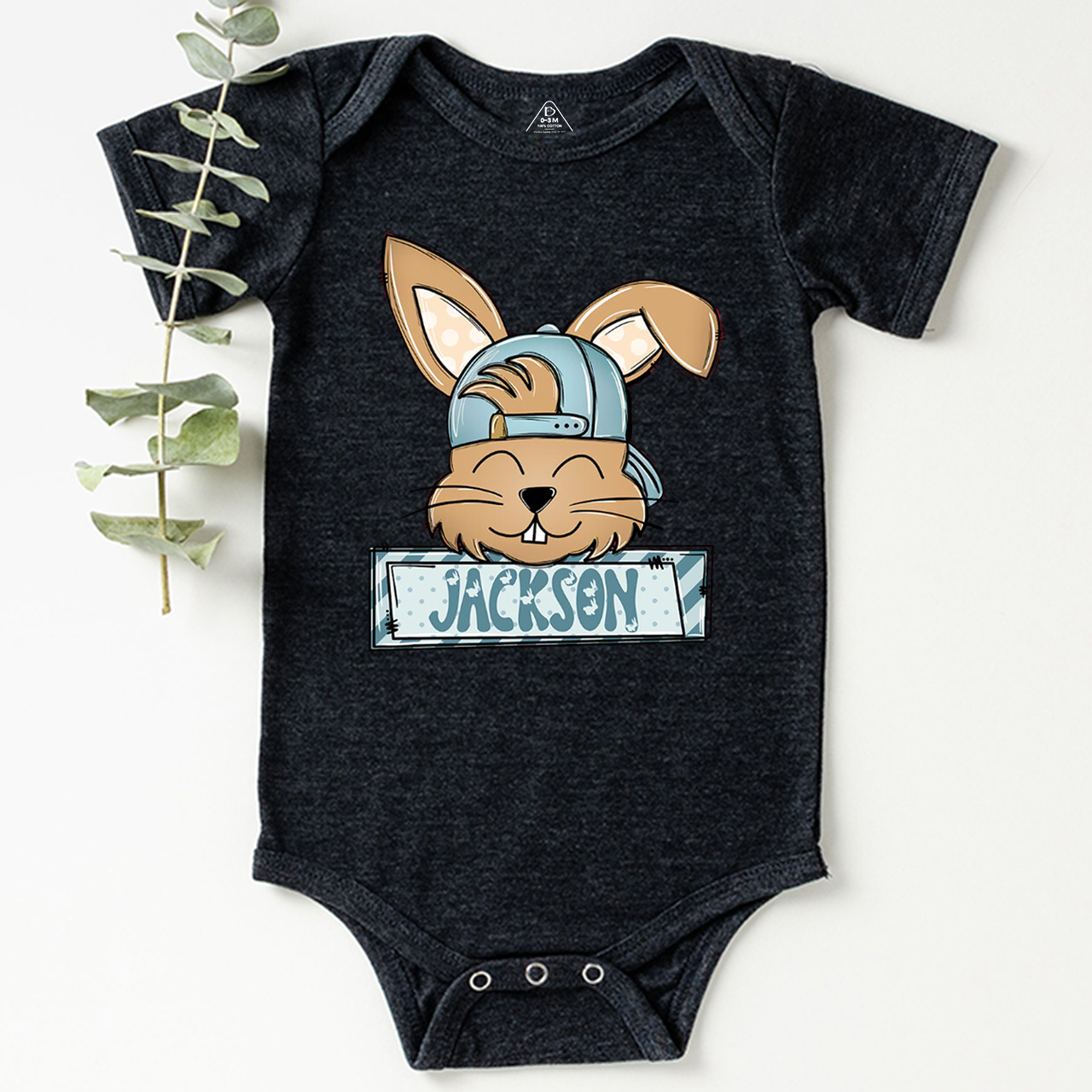 Personalized Bunny Boy’s Name Bodysuit Beepumpkin