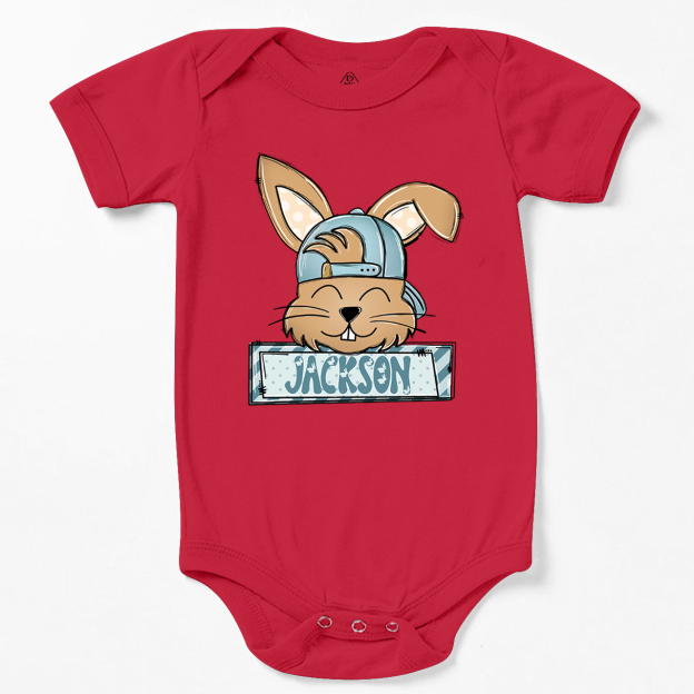 Personalized Bunny Boy’s Name Bodysuit Beepumpkin