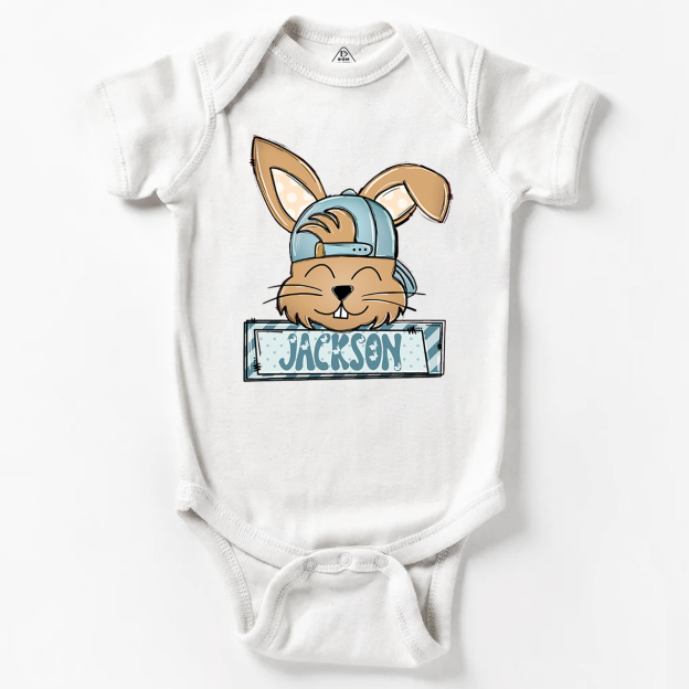 Personalized Bunny Boy’s Name Bodysuit Beepumpkin