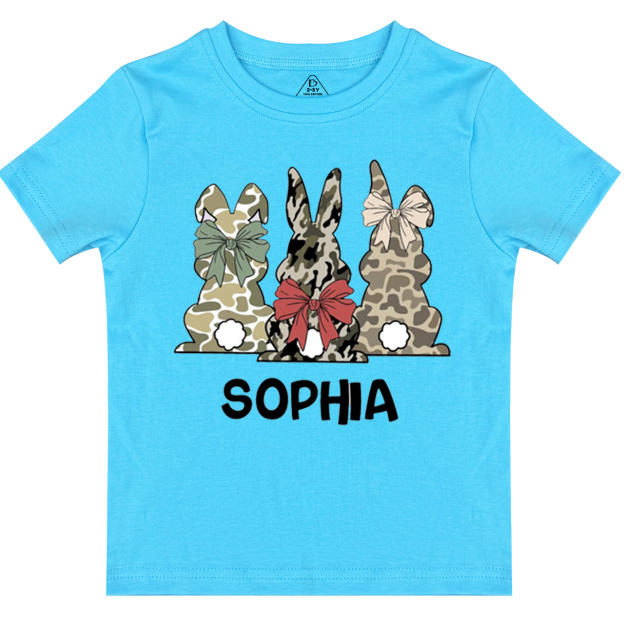 Personalized Name Camouflage Easter Bunny Toddler&Kid's Tees Beepumpkin
