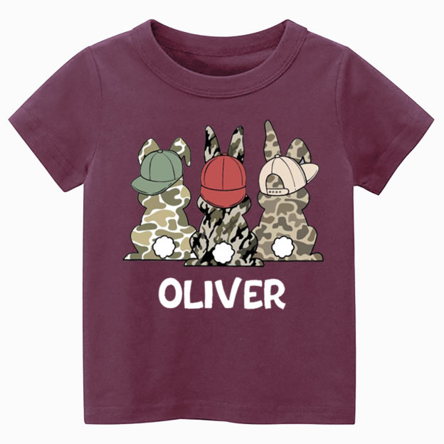 Personalized Name Camouflage Easter Bunny Toddler&Kid's Tees Beepumpkin