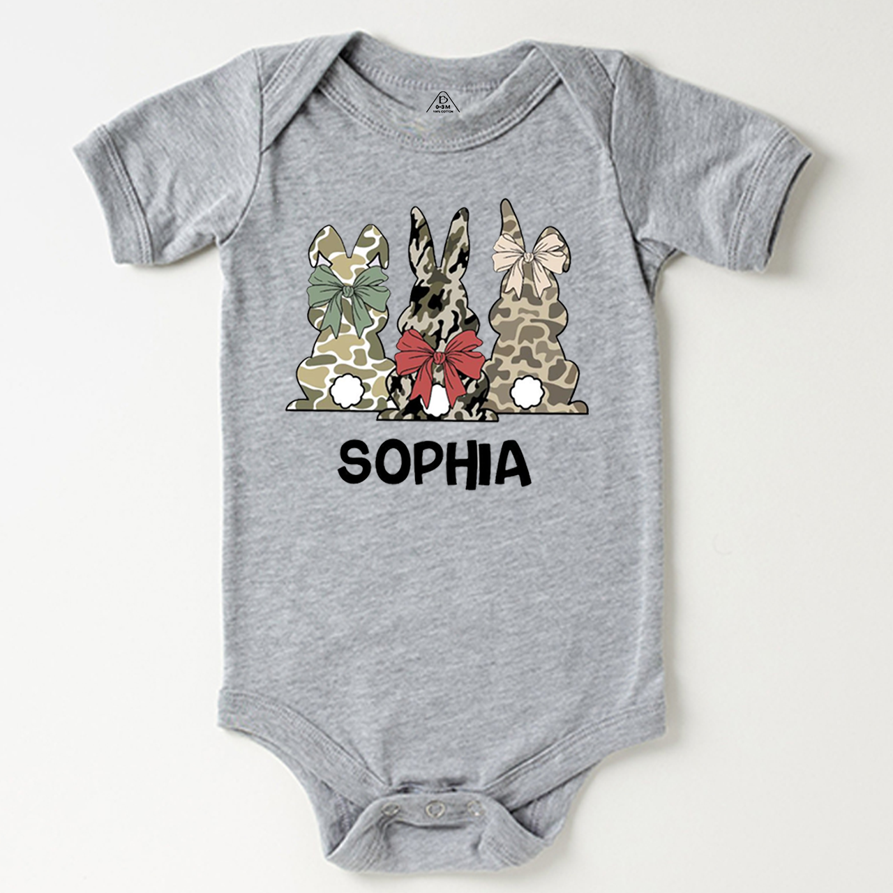 Personalized Name Camouflage Easter Bunny Bodysuit Beepumpkin