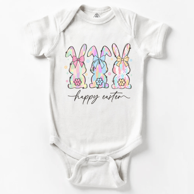 Colorful Easter Bunny Trio Bodysuit Beepumpkin