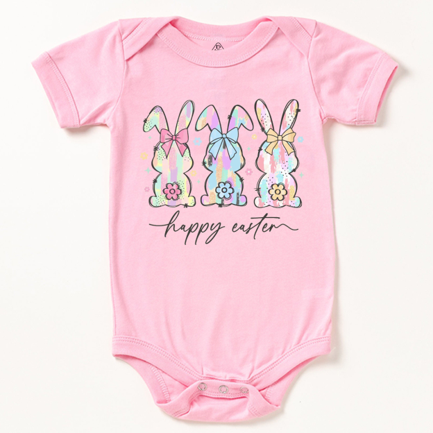 Colorful Easter Bunny Trio Bodysuit Beepumpkin