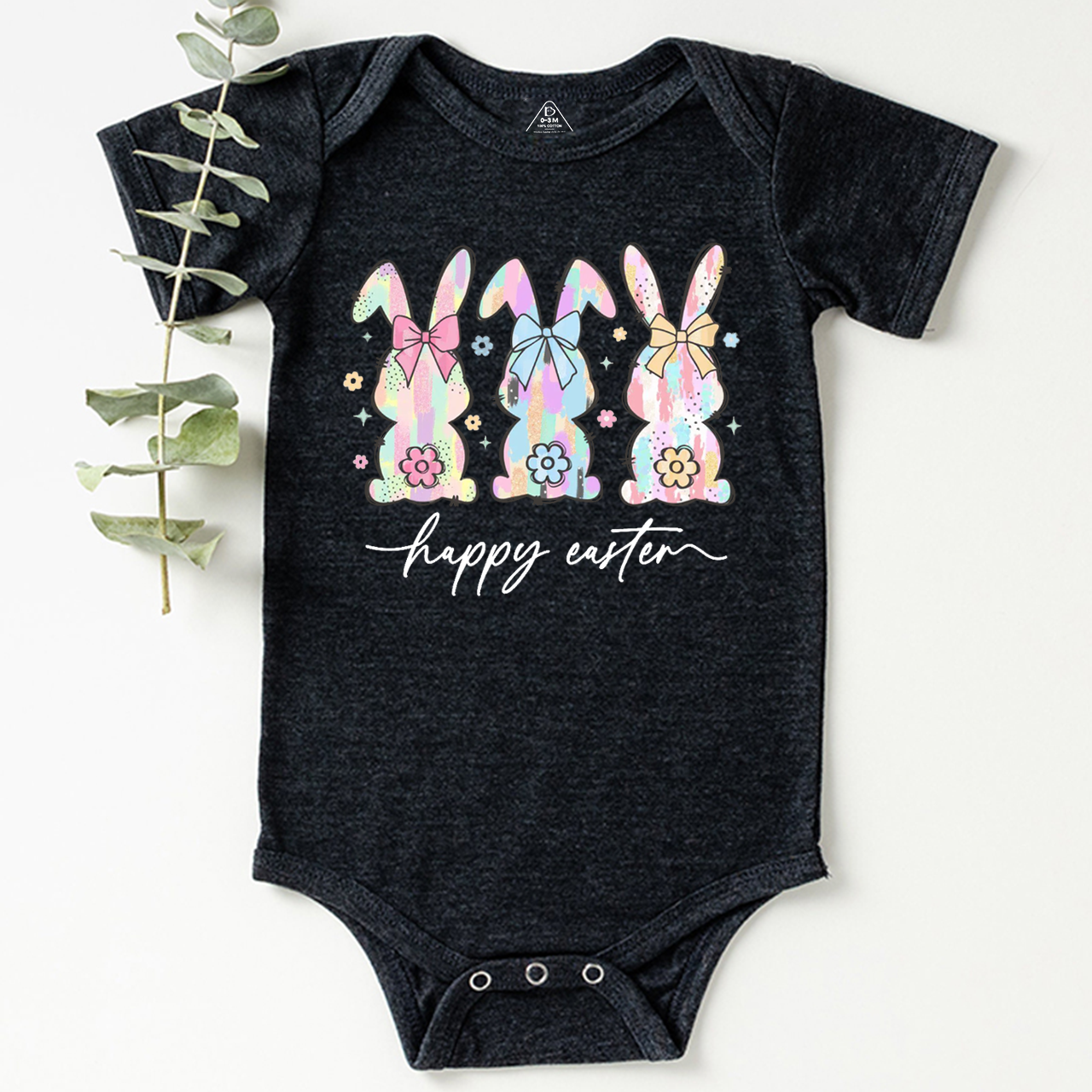 Colorful Easter Bunny Trio Bodysuit Beepumpkin