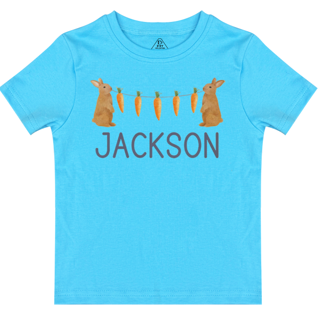 Personalized Name Bunny Carrot Easter Toddler&Kid's Tees Beepumpkin