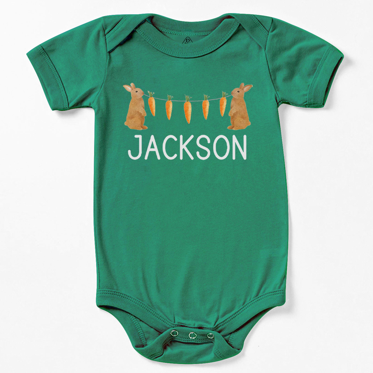 Personalized Name Bunny Carrot Easter Bodysuit Beepumpkin