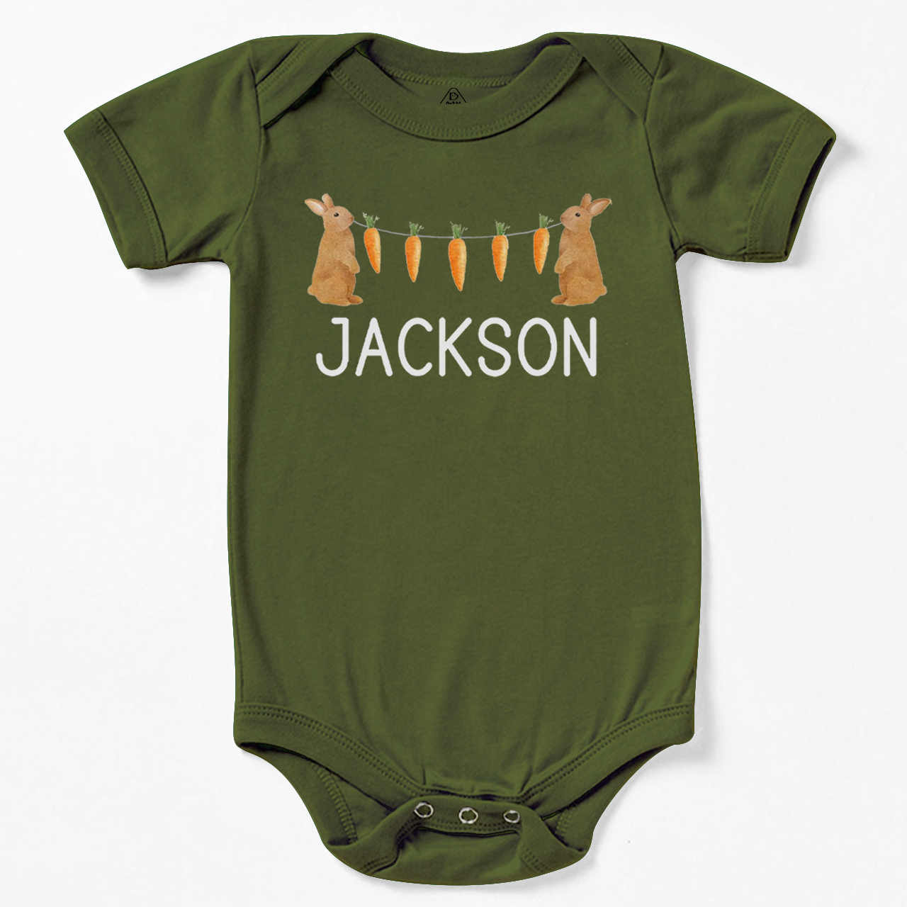 Personalized Name Bunny Carrot Easter Bodysuit Beepumpkin