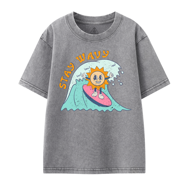 Stay Wavy Toddler&Kids Washed Tees         